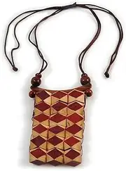 [Avalaya] Statement Natural/Brown Wood Bib Style Women's Jewellery Necklace, Jewellery with Chocolate Silk Cords - Adjustable, One Size