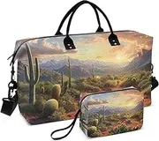 [YXYZRMY] Travel Duffel Bag Cactus Landscape Moutian Gym Bag Sports Tote Bag with Multiple Interior Pockets Shoulder Weekender Bag for Women Men with Toiletry Bag 20.5”x 7.9”x 13.8, Multi-Colored, one