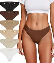 [DHFBABY] Thongs for Women Breathable Seamless Stretch Underwear Soft Low Waist Ladies T-back Panties 6 Pack