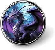 [FZMVSQH] Purple Dragon Purple Moon Printed Round Button Pin Badges Metal Pinback Buttons 1 Inch Pins for Hat Shirt Clothing Bags Decoration, Circular, Aluminum, Circular, Aluminum