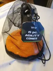 Verge 15pc Agility Cones Sports Football Soccer Field Training Equipment Marking