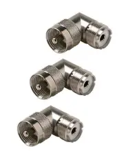 3 Pack UHF PL-259 Male to SO-239 Female Right Angle 90 Degree Adapter Connector