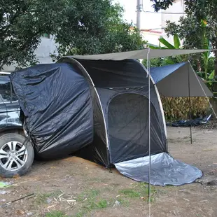 車尾帳篷 帶網紗延伸天幕車尾延伸帳篷,加防雨罩遮陽后備箱帳篷車尾帳篷-快速出貨