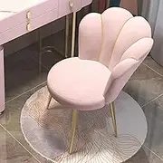 Vanity Stool Chair for Makeup Room, Velvet Dressing Table Stool, Accent Chair for Bedroom with Metal Legs, Makeup Vanity Chair Bench Leisure Armchair for Living Room(Color:Pink)