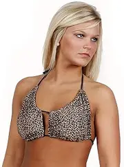[Torque River Wear] Leopard Triangle Swimsuit Top Bikini top Cheetah String tie Bathing Suit Beach wear, Leopard, Large