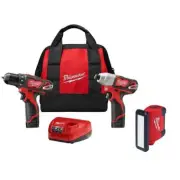 Milwaukee Drill Driver/Impact Driver Combo Kit Cordless W/700-Lumens Flood Light