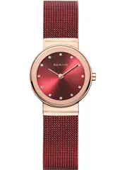 Bering 10126-363 Red Dial Stainless Steel Womens Watch