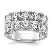 14k White Gold 3 3/8 Ct. Lab Grown Diamond VS/SI+ G+ Ten Stone Double Row Band Ring