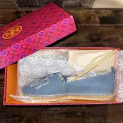 Tory Burch Women's Double T Denim Espadrilles Sz 10 With Box &Dust Bag New