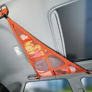 Kaskawise 3 Handles Car Ceiling Cargo Net for Inside Car Roof,Interior Mesh Storage,Truck SUV Travel Long Road Trip Camping Interior Accessories 35.4"x25.6",Orange