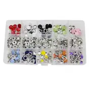 100 Sets 10 Colors Metal Sewing Buttons Hollow Solid Press Studs Snap Fasteners for Clothes Bags As Shown