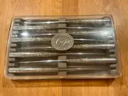 MCM NOS CARVEL HALL BRIDDELL VOGUE SET (8) STEAK KNIVES WITH OVERLAY HANDLES NEW