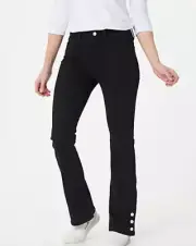 Jen7 by 7 for All Mankind - Slim Bootcut w/ Button Hem Pants - Black - Plus 20