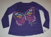 New Carter's Girls Top 14 yr Glitter Butterfly Purple Shirt Split Hem Back