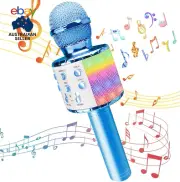 Wireless Bluetooth Karaoke Microphone with Controllable LED Lights, 4 in 1 Port
