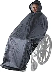 [ANYOO] Waterproof Poncho Cover for Wheelchairs, Lightweight Rain Poncho, Cape Shield with Rubber Bands, Provides Dry Protection for Wheelchairs, gray, One Size