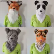 Animal Full Mask Helmet Cosplay Props Fox Wolf Tiger Head Movable Mouth Headgear
