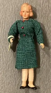 WITH TAG! Vintage CACO German Dollhouse Artisan Miniature Doll 3.75” Poseable