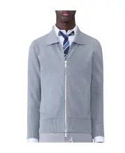 Thom Browne Textured Striped Bomber Jacket 2,3,5 light gray