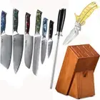 9Pcs TURWHO Chef Knife Japan VG10 Damascus Steel Chief Kitchen Knife Block Set