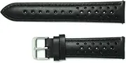 [AIMVALUE] Rally Racing Black Leather Watch Strap 18mm 19mm 20mm 21mm 22mm Perforated Vintage Sport Padded with Silver Buckle, 20 mm, Leather