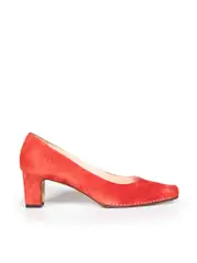 Red Suede Court Pumps