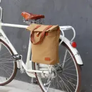 TOURBON Canvas Bike Pannier Bag Tote Pack Shopper Shoulder Bag Outdoor Travel