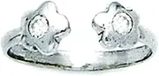 [JewelryWeb] 14k White Gold CZ Simulated Diamond Top Adjustable Double Flowers Body Jewelry toe ring-toe ring for Women