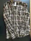 John Galt California Flannel Women's Button Front Top Brown Plaid One Size