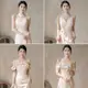 【熱賣速發】Girl bridesmaid attire香檳色緞面伴娘服2023小眾高級感姐妹團禮服裙女平時可穿3.6