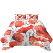 Vivid Red Poppy Flowers Coverlet