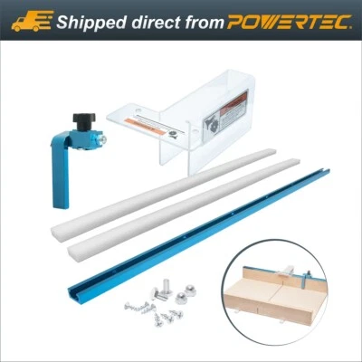 POWERTEC 71703 Table Saw Sled and Blade Guard Kit w/ T-Track, Miter Bars etc