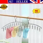 10 Pegs Clothes Dryer Rack Laundry Hanger Sock Underwear Clip Stainless Steel CE
