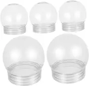 5Pcs DIY Snow Globe Kit Clear Fillable Plastic Snow Container with Screw Cap for Creative Christmas Decoration for Water Globe Craft Projects