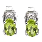 De Buman 0.99ctw August Birthstone Peridot 925 Silver Stud Earrings 6×4 mm