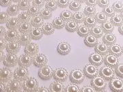 CraftbuddyUS 100pcs 10mm Cream Acrylic Pearl Flatback Topper, Craft DIY Wedding