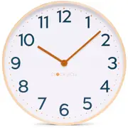 Clocksicle Silent Wood Wall Clock, Mustard Navy, 50cm
