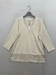 NWT Chico’s Touch Of Cool Ivory 3/4 Sleeve Top Size Medium Pima Cotton