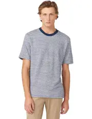 [Ben Sherman] Jacquard Pique Stripe T-shirt in Dark Navy