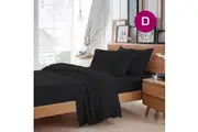 Double Size Black Color Poly Cotton Fitted Sheet Flat Sheet Pillowcase Sheet Set
