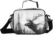 Board Vintage Elk Insulated Lunch Box for Women Men - Ideal for Work, Picnics - Includes Adjustable Shoulder Strap