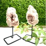 Pink Amethyst Cluster On Stand Hand Carved Crystal Home Office Decorative Geode