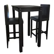 vidaXL Bar Table with 2 Bar Chairs Black