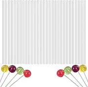 BetterJonny 200 Pieces 4 Inch Acrylic Cake Pop Sticks, Reusable Rods for Cake Toppers, Lollipops, Candy, DIY Snacks, Biscuits, and Chocolates