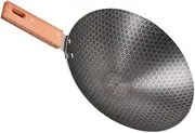 Outanaya Stainless Steel Wok Wood Handle Heat Resistant Non-Stick Cooking Pot Everyday Pan