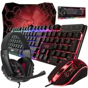 PC Gaming Bundle Keyboard Mouse & Pad Gaming Headset Wired LED RGB Backlight