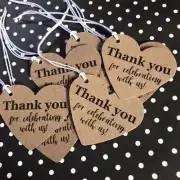 (312) pcs. of Heart Shape Thank You For Celebrating w/Us Tags +strings included