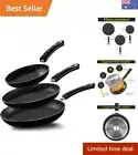 Non Stick Frying Pan Set, 3 Pcs Induction Hob Pan Set, Professional Chefs Pan...