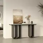 Black Console Table Gold White Top Brand New