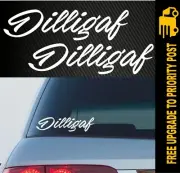 2x DILLIGAF Sticker Decal Funny Joke Aussie 4x4 4WD Car Ute